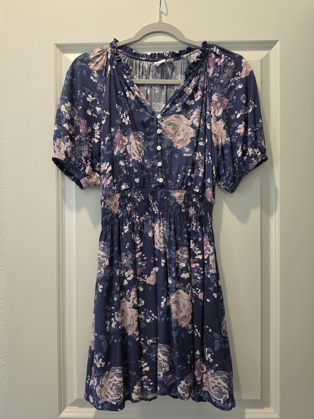 GAP Navy Dress with Soft Pink Floral Print